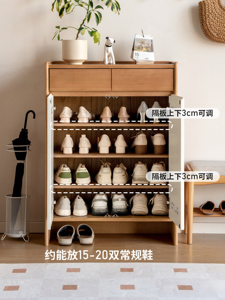 实木鞋柜门口置物柜收纳柜客厅小户型白色入户玄关柜