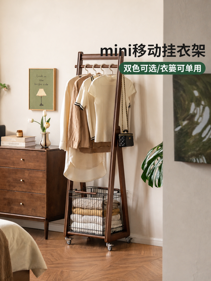 实木挂衣架现代简约衣帽架卧室可移动收纳架小户型置物架