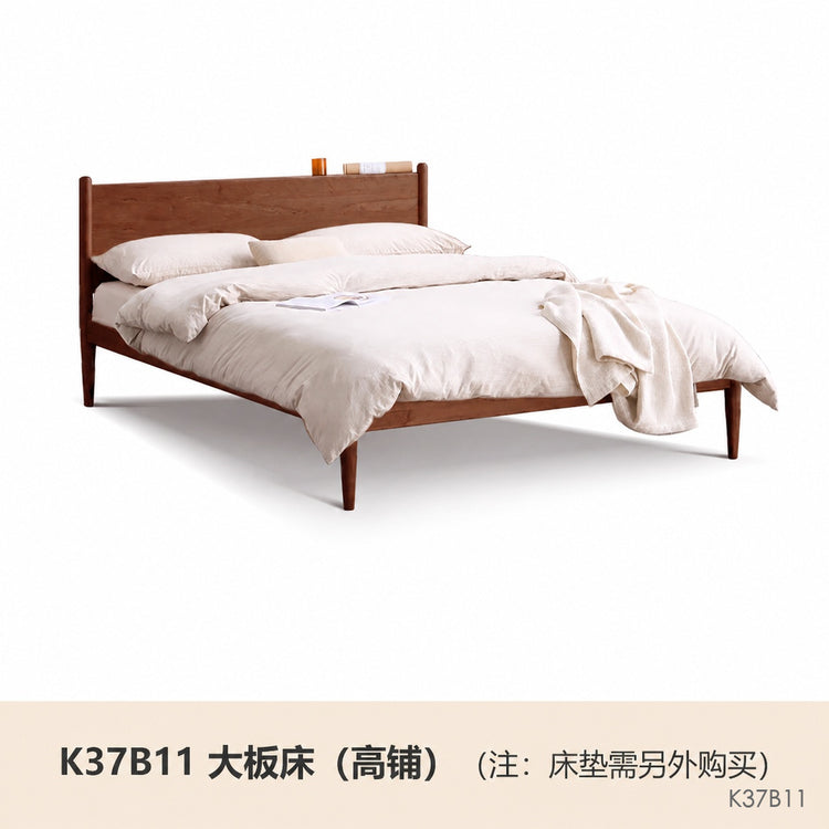 实木床现代简约樱桃木双人床日式卧室床1.5米床复古家具