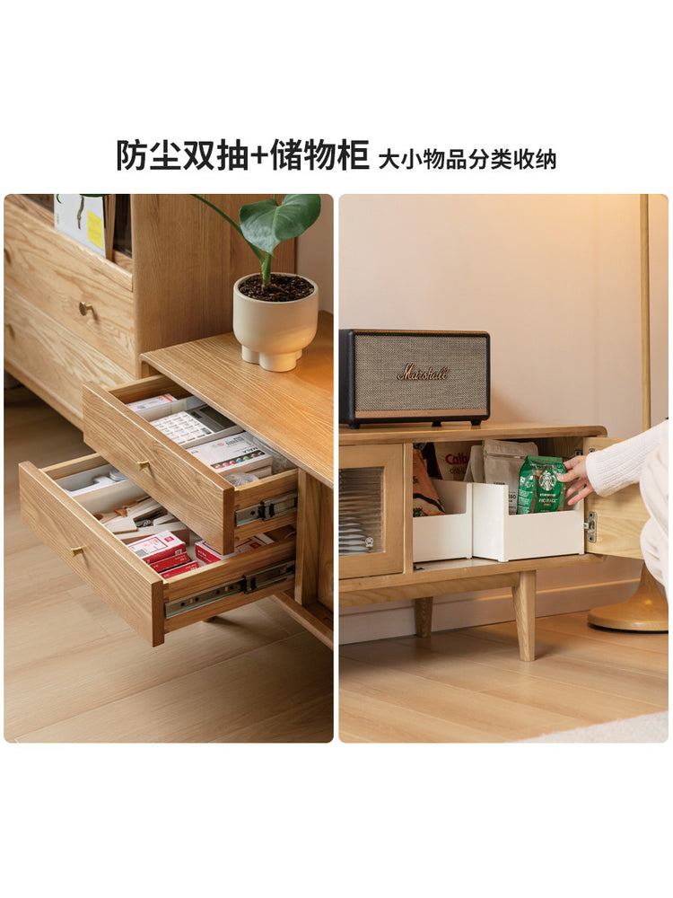 实木电视柜客厅现代简约收纳储物柜白蜡木小户型地柜