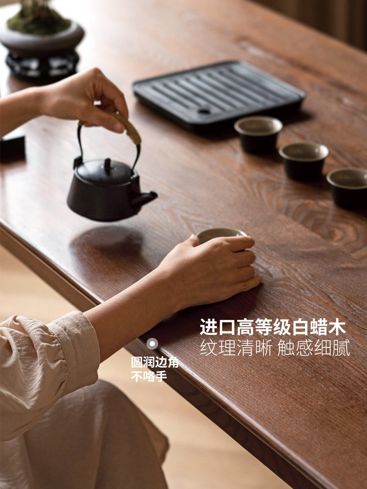 实木茶桌现代简约白蜡木茶台餐桌两用客厅茶桌椅组合