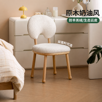 实木化妆凳现代简约软包凳女生卧室凳子白蜡木梳妆凳