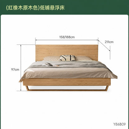 实北欧简约卧室悬浮床原木风白蜡木床橡木双人床