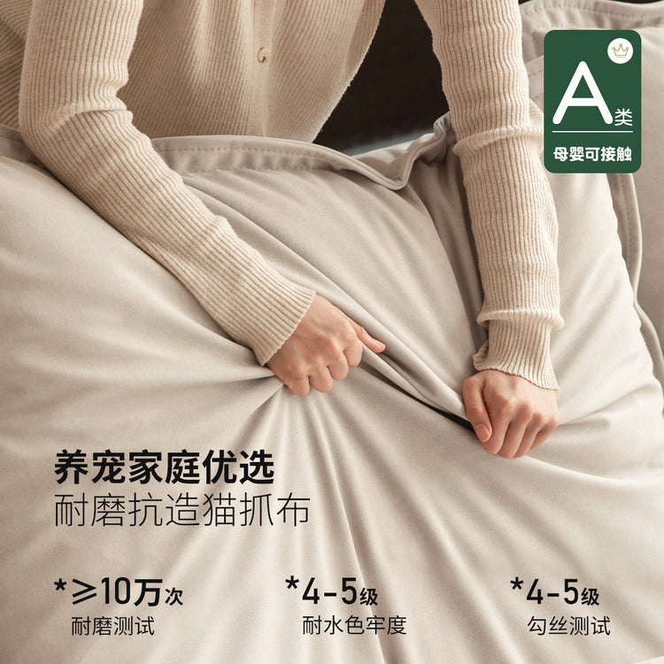 布艺沙发客厅三人位猫抓布直排奶油风可拆洗帆船沙发