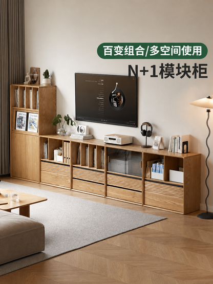实木书柜书房简约现代收纳柜白蜡木展示柜组合柜子