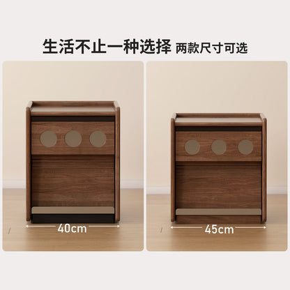实木床头柜卧室中古风黑胡桃木储物柜多功能收纳柜