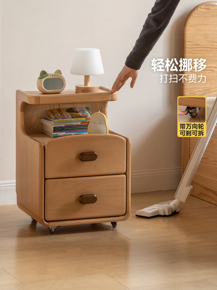 实木儿童床头柜现代简约小户型储物柜可移动多功能收纳柜