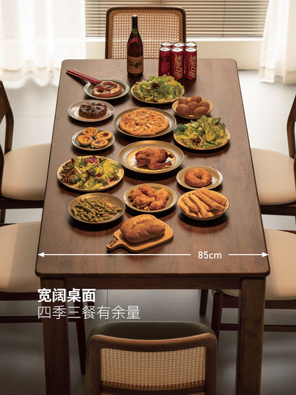 实木餐桌黑胡桃木餐厅吃饭桌子工作台休闲长桌大板桌