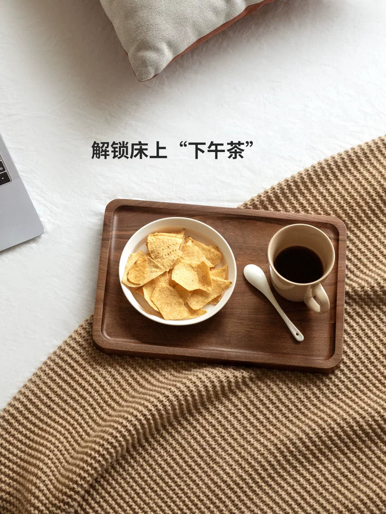 黑胡桃木托盘实木水果盘木质茶杯收纳盘子长方形餐盘