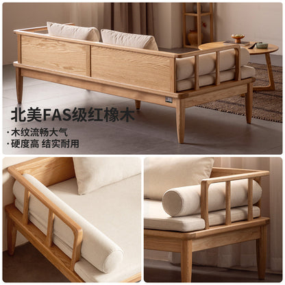 实木罗汉榻客厅新中式橡木冬夏坐卧两用沙发