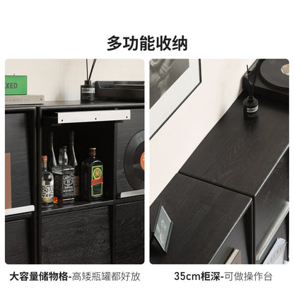 实木书柜包豪斯书房收纳柜组合模块柜橡木黑色置物柜