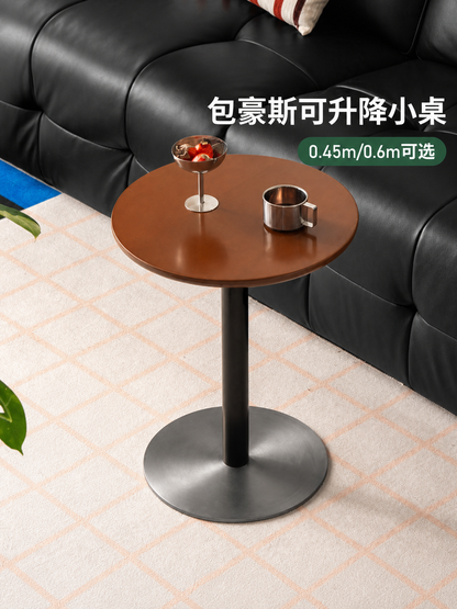 实木升降边几客厅中古风小茶几阳台圆几包豪斯沙发边桌