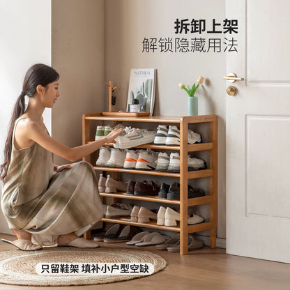 实木鞋架客厅现代简约多层鞋柜门口入户多功能衣帽架
