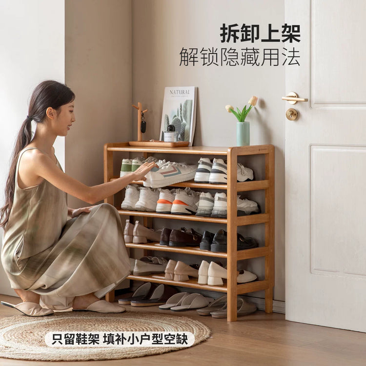 实木鞋架客厅现代简约多层鞋柜门口入户多功能衣帽架