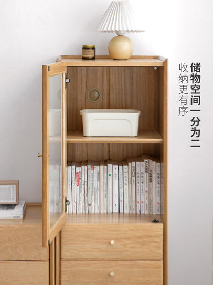 实木边柜北欧客厅白蜡木收纳角柜现代简约靠墙窄储物立柜