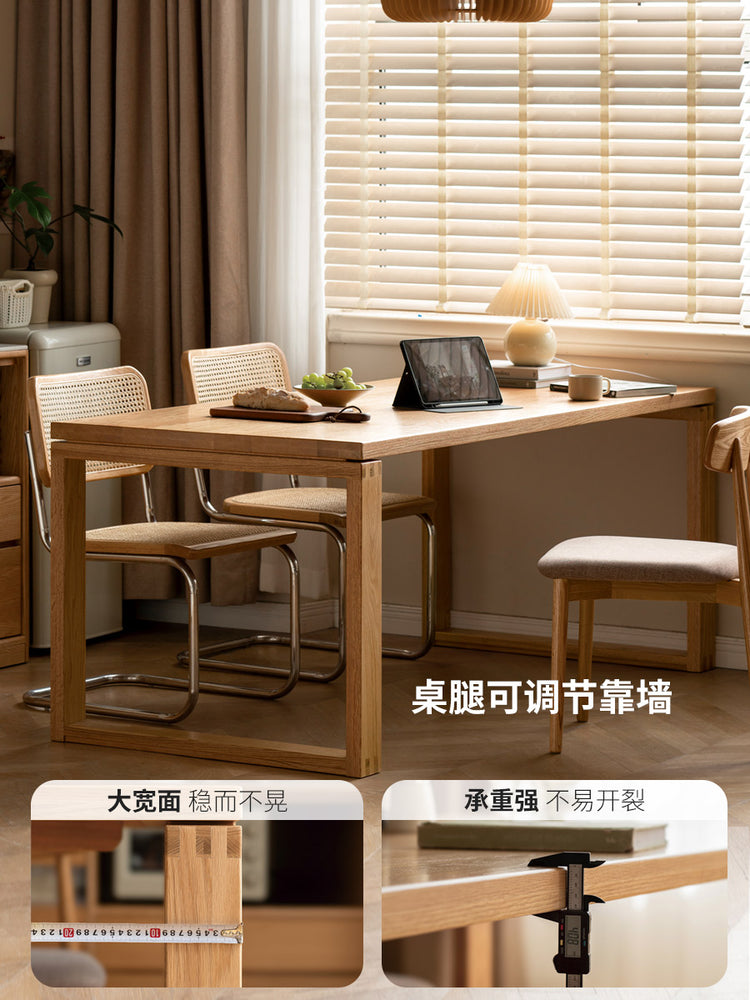 实木餐桌靠墙大板桌吃饭桌子橡木办公桌长方形饭桌