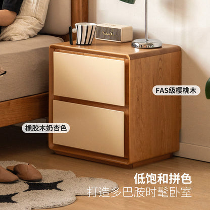实木床现代简约两抽储物柜卧室樱桃木小柜子收纳柜