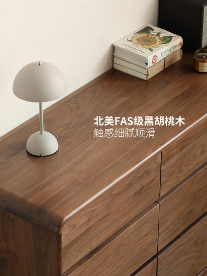 实木九斗柜黑胡桃木卧室床尾柜现代简约落地两用收纳柜子
