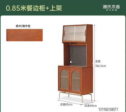 实木中古餐边柜法式复古玻璃柜子餐厅靠墙收纳储物柜