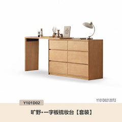 [25-Day Pre-order] Bedroom chest of drawers, vanity desk, and computer desk combo; Japanese-style wooden corner makeup table for bed end.