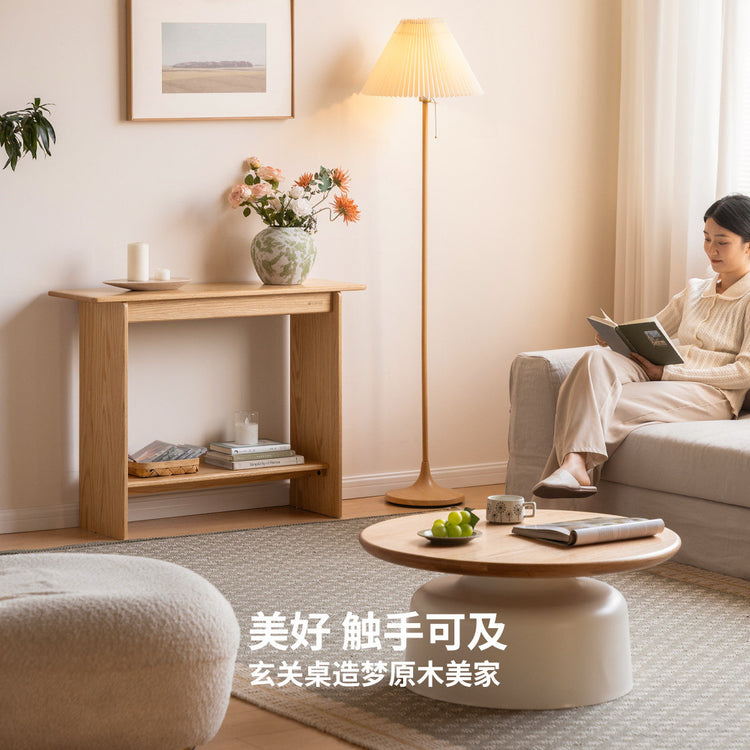 实木桌客厅现代简约长条桌小户型橡木过道玄关台