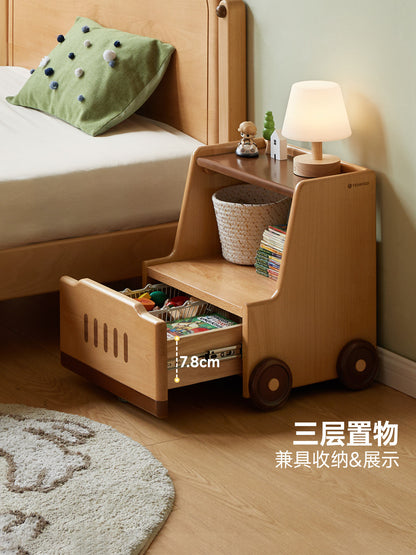 实木儿童床头柜简约现代可移动置物柜卡通汽车储物收纳柜