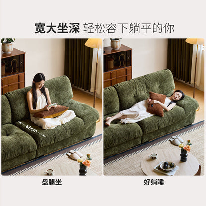 布艺沙发客厅复古云朵小户型三人位雪尼尔沙发