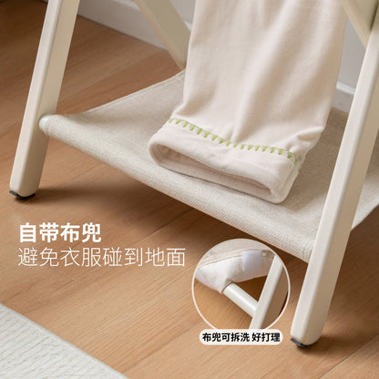 实木挂衣架现代简约折叠置物架卧室白色奶油风衣帽架