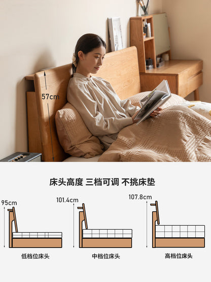 实木床日式樱桃木卧室大床现代简约双人床黑标新款