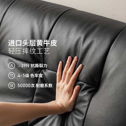 皮艺床高端大气真皮床卧室轻奢黑色软靠床储物箱体床