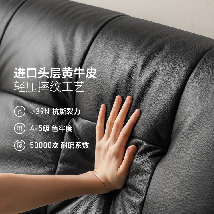 皮艺床高端大气真皮床卧室轻奢黑色软靠床储物箱体床