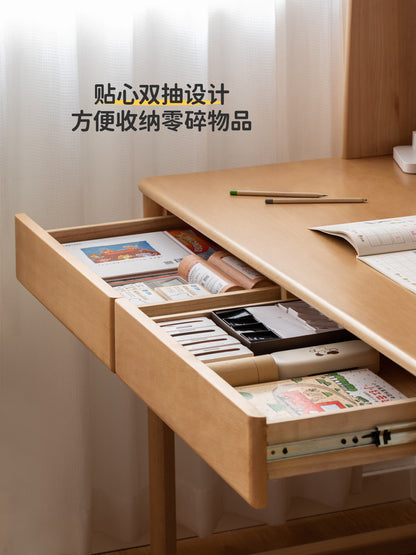 实木儿童学习桌书架一体小学生书桌小户型写字桌