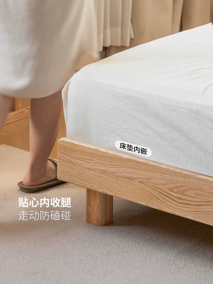实木床落地榻榻米简约地台床橡木双人床卧室无床头床
