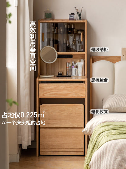 实木梳妆台收纳柜一体卧室现代简约床头化妆桌橡木小户型