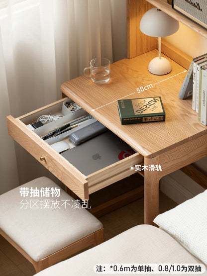 实木书桌书架一体现代简约小户型家具橡木原木办公桌