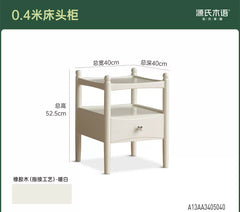 实木床头柜法式奶油风边几卧室白色储物柜床边收纳柜