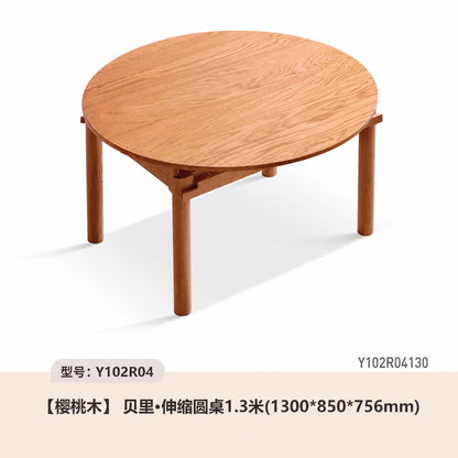 北欧实木折叠餐桌小户型原木圆桌白蜡木饭桌伸缩桌子