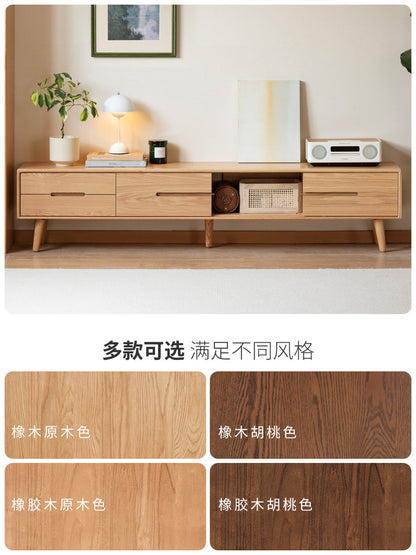 实木电视柜现代简约橡木储物柜电视墙小户型客厅原木地柜