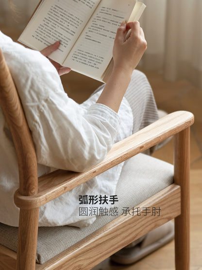 新中式茶椅主人椅橡木扶手椅茶台椅子实木软包靠背餐椅