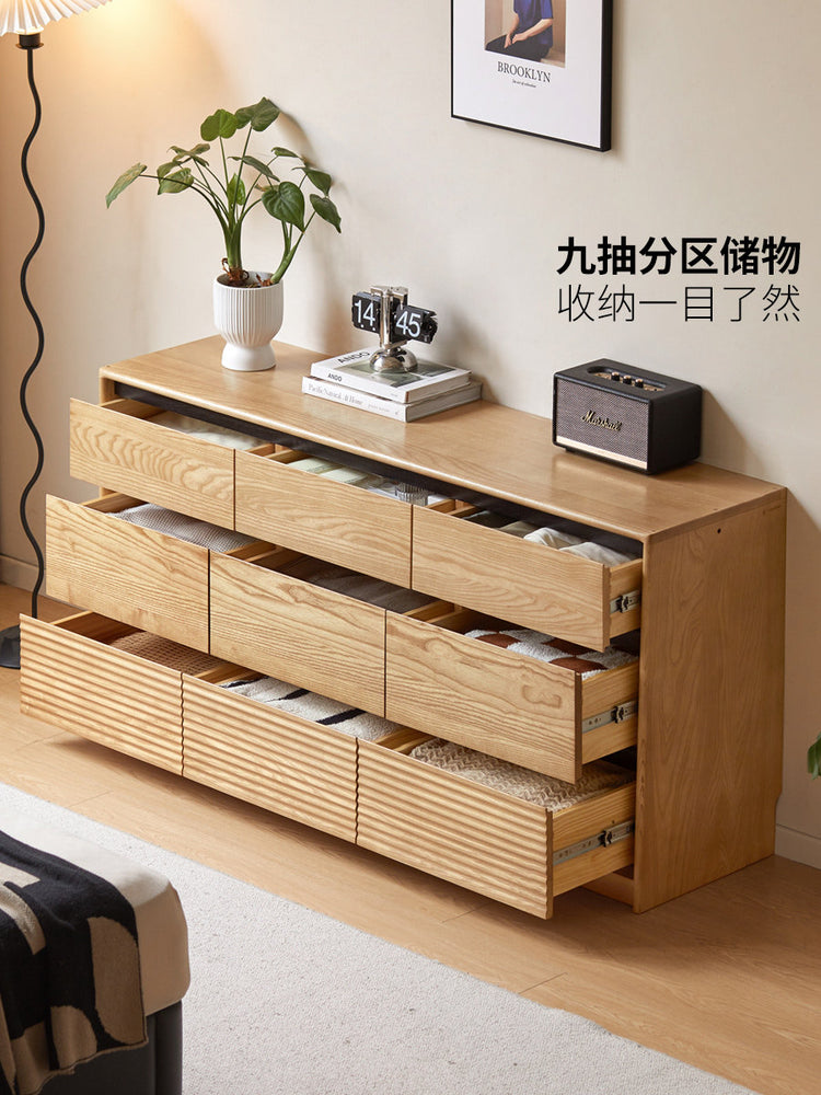 实木斗柜现代简约储物柜卧室床尾抽屉柜白蜡木边柜