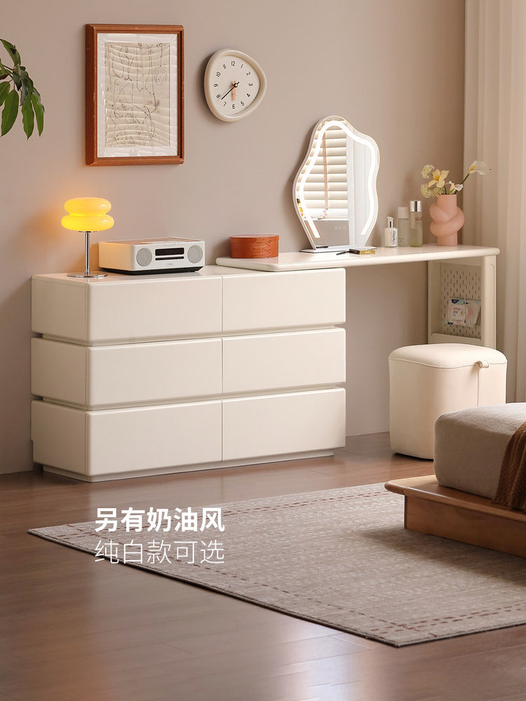 实木化妆桌卧室梳妆台收纳柜一体意式轻奢黑胡桃木化妆台