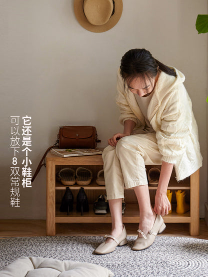 实木换鞋凳进门鞋柜北欧橡木脚凳收纳鞋架简约客厅穿鞋凳