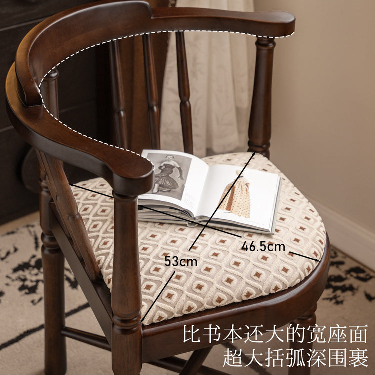 实木化妆椅法式复古可拆洗软包椅卧室胡桃色梳妆椅