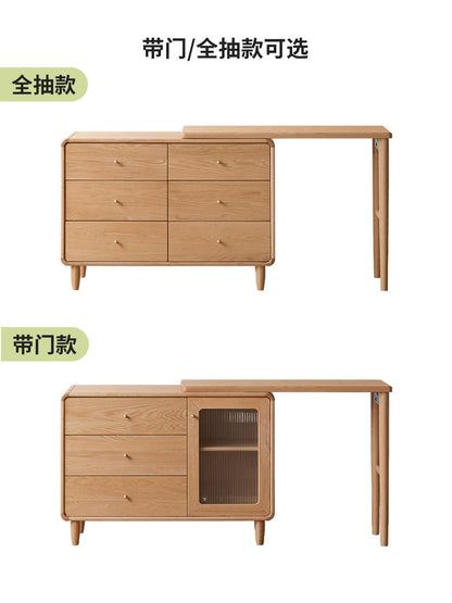 实木化妆桌现代简约橡木斗柜梳妆台卧室原木风伸缩化妆台