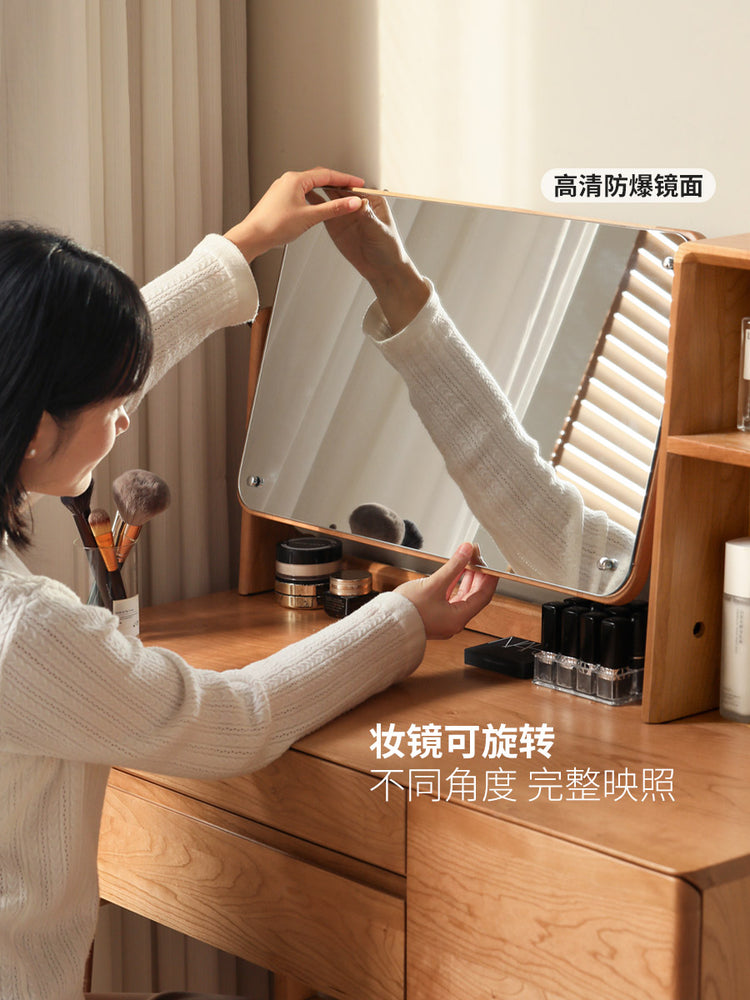 实木化妆桌卧室北欧简约樱桃木梳妆台日式带化妆镜化妆台