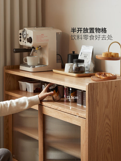 实木餐边柜窄型茶水柜橡木厨房收纳柜小户型北欧碗柜