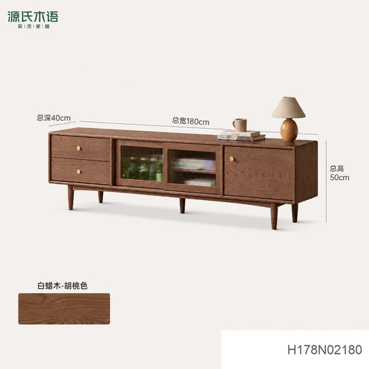 实木电视柜现代简约白蜡木收纳储物一体客厅电视机柜