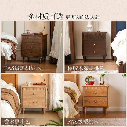 实木床头柜法式复古拱门储物柜卧室樱桃木两抽收纳柜