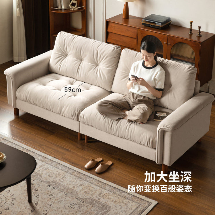 布艺沙发法式复古高靠背客厅小户型白色猫抓布沙发