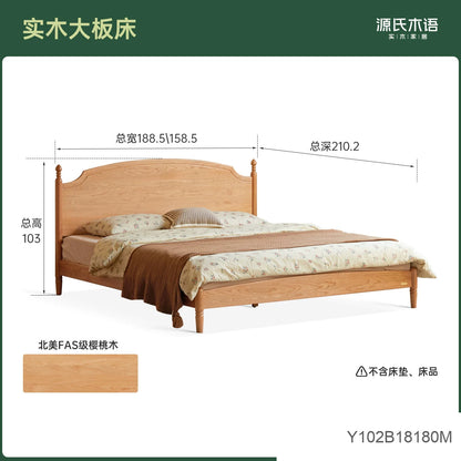 实木床法式中古樱桃木双人床复古家具卧室1.8米大床